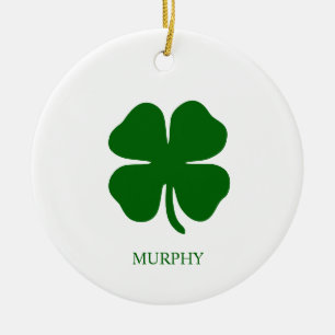 Personalized Green Clover Ceramic Ornament