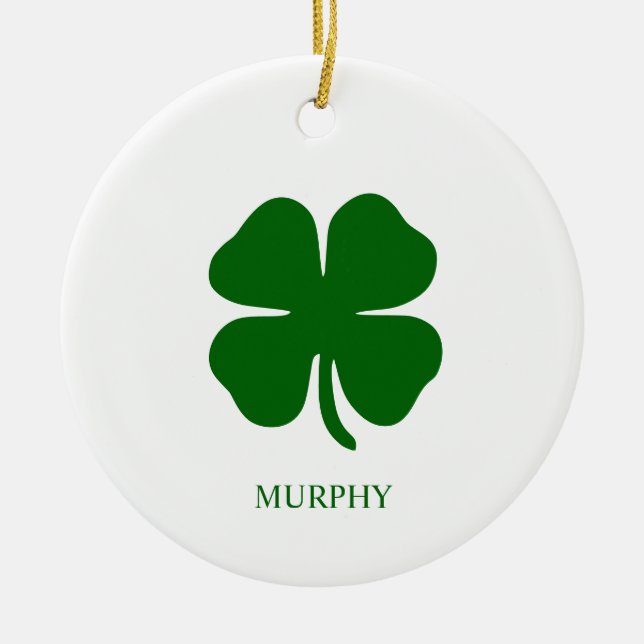 Personalized Green Clover Ceramic Ornament (Front)