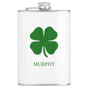 Personalized Green Clover Hip Flask