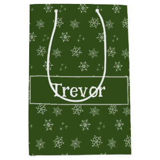 Personalized Green Custom Snowflake Gift Bag