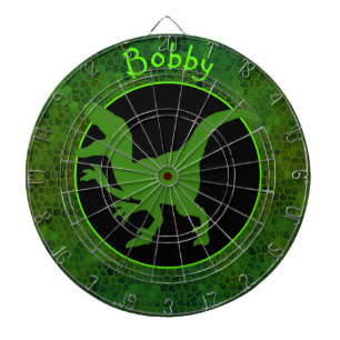 Personalized Green Dinosaur Hide Dartboard