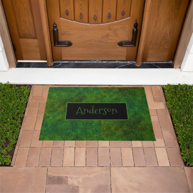 Personalized Green Dinosaur Hide  Doormat (Outdoor)