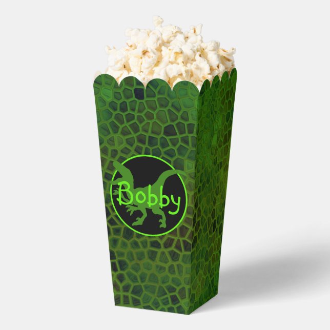 Personalized Green Dinosaur Hide  Favor Box (Popped)