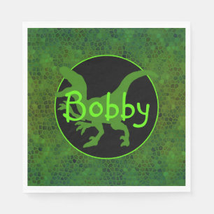 Personalized Green Dinosaur Hide Napkin