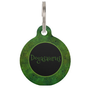 Personalized Green Dinosaur Hide Pet Tag
