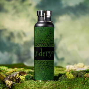 Personalized Green Dinosaur Hide Water Bottle