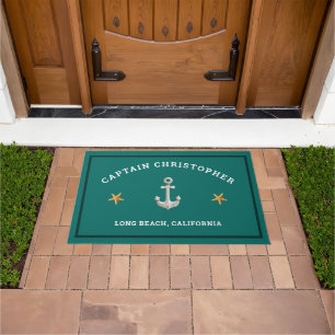 Personalized Green Doormat w/ Starfish & Anchor