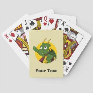 Personalized Green dragon cartoon Playing Cards