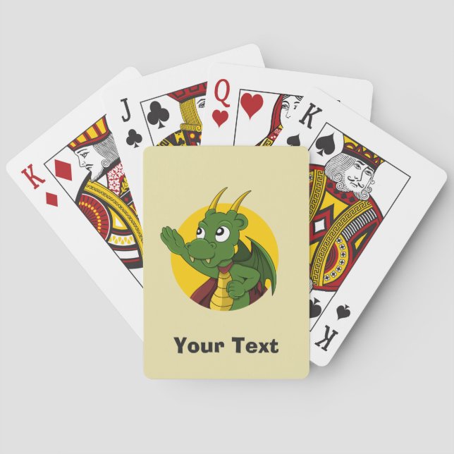 Personalized Green dragon cartoon Playing Cards (Back)