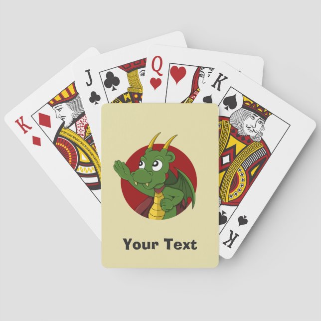 Personalized Green dragon cartoon Playing Cards (Back)