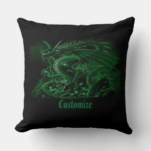 Personalized Green Dragon Throw Pillow
