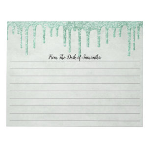 Personalized Green Dripping Glitter Girly Trendy Notepad