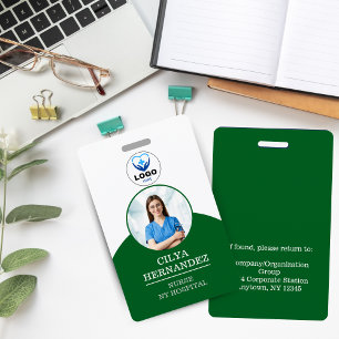 Personalized Green Employee Photo ID Badge