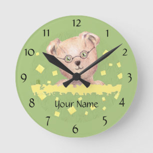 Personalized Green-eyed Teddy Round Wall Clock