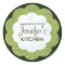 Personalized Green Floral Dot Canning Stickers