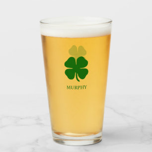 Personalized Green Four Leaf Clover  Glass