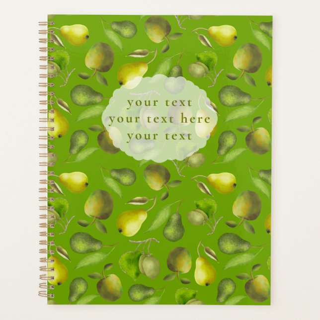 Personalized green fruits  planner (Front)