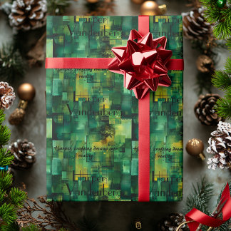 Personalized Green Geometric Abstract Gift Wrap