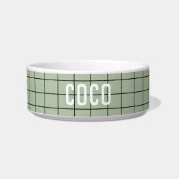 Personalized Green Geometric Custom Name Pet Bowl