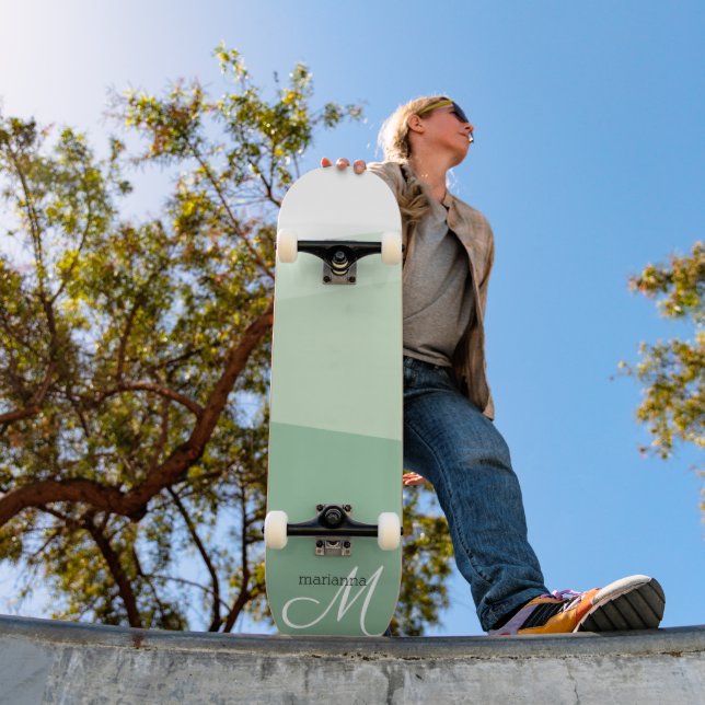 Personalized Green Geometric Pattern  Skateboard (Outdoor 1)