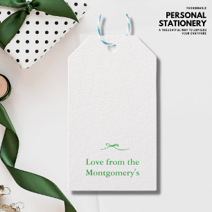 Personalized Green Gift Tag with Bow