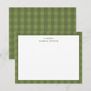 Personalized Green Gingham Card