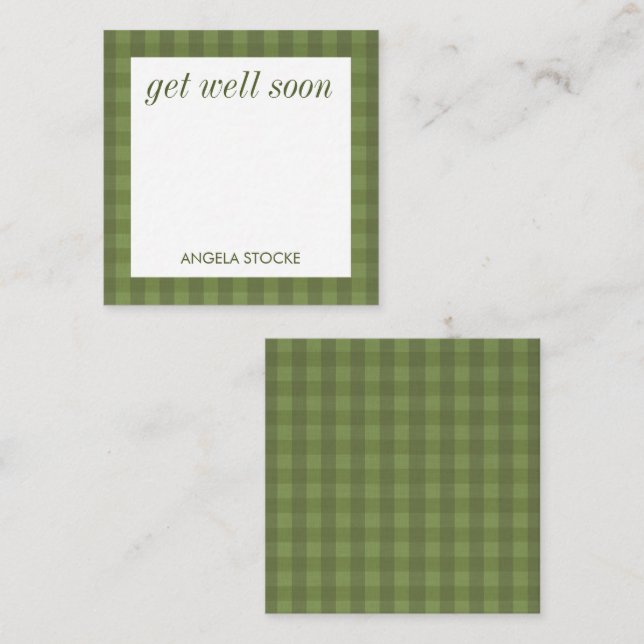 Personalized Green Gingham Card (Front/Back)