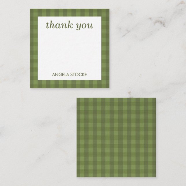 Personalized Green Gingham Card (Front/Back)
