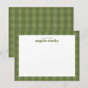 Personalized Green Gingham Plaid Card