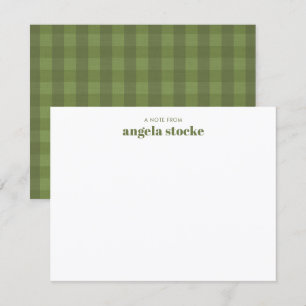 Personalized Green Gingham Plaid Card