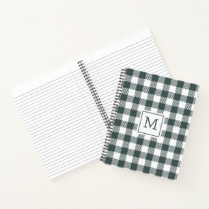 Personalized Green Gingham Plaid Monogram  Notebook
