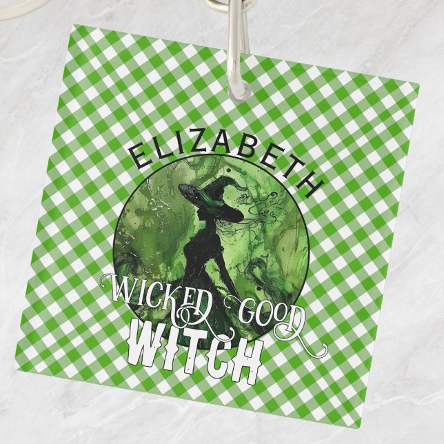 Personalized Green Gingham Wicked Good Witch  Keychain (Creator Uploaded)