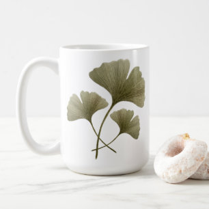 Personalized Green Ginkgo Leaf Custom Name Coffee Mug