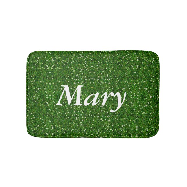 Personalized Green Glitter Bath Mat (Front)