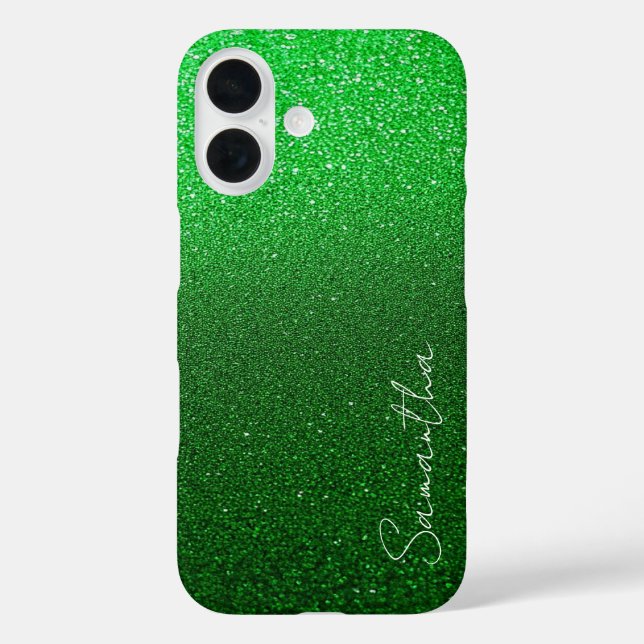 Personalized Green Glitter Case-Mate iPhone Case (Back)