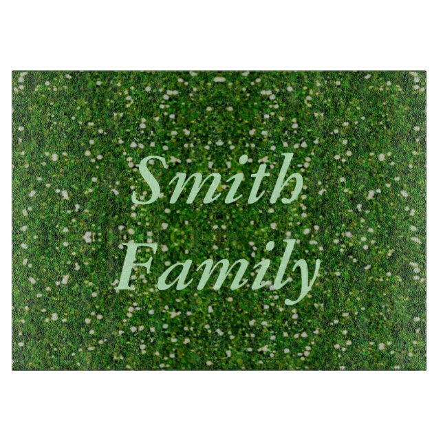 Personalized Green Glitter Cutting Board (Front)