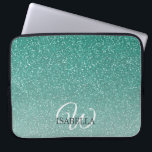 Personalized Green Glitter Ombre Name Monogram Laptop Sleeve<br><div class="desc">Chic faux green glitter design with ombre effect,  the green glitter fades onto a white background. You can personalize these elegant laptop sleeve with your name and monogram or other text. Perfect personalized gift laptop sleeve. If you need any help or matching products,  please contact us at happydolphinstudio@outlook.com.</div>