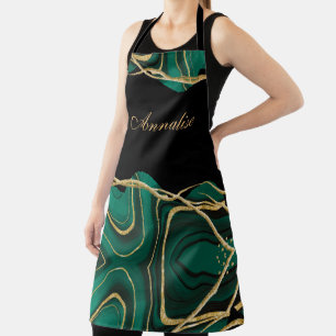 Personalized Green Gold Agate Apron