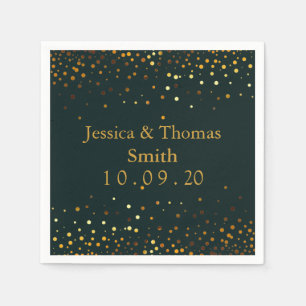Personalized Green Gold Glitter Faux Foil  Napkin