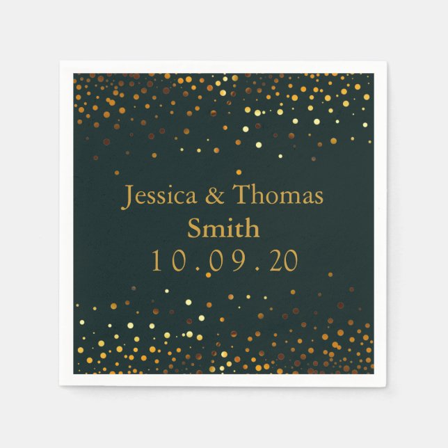 Personalized Green Gold Glitter Faux Foil  Napkin (Front)