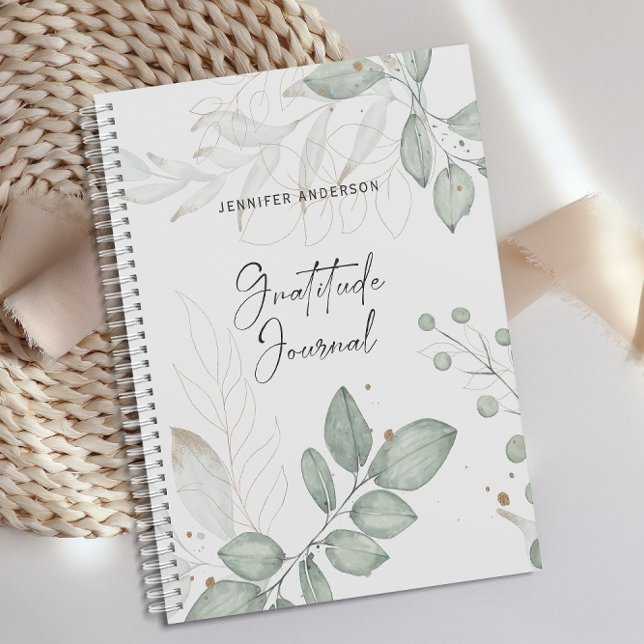 Personalized Green Gold Leaf Gratitude Journal  (Creator Uploaded)