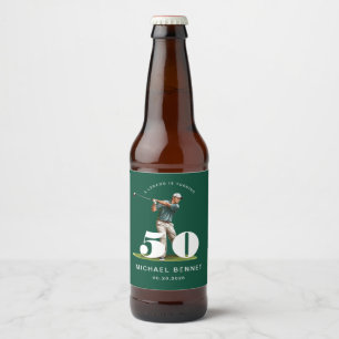 Personalized Green Golf 50th Birthday Beer Bottle Label
