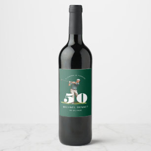 Personalized Green Golf 50th Birthday Wine Label