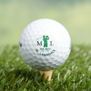 Personalized Green Golfer Man Name Golf Balls