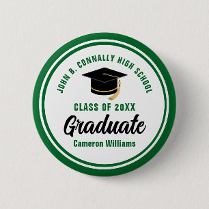 Personalized Green Graduate Keepsake Graduation 2 Inch Round Button