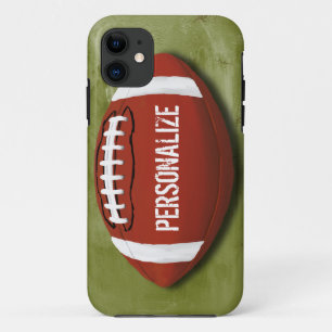 Personalized Green Grunge Football iPhone 11 Case