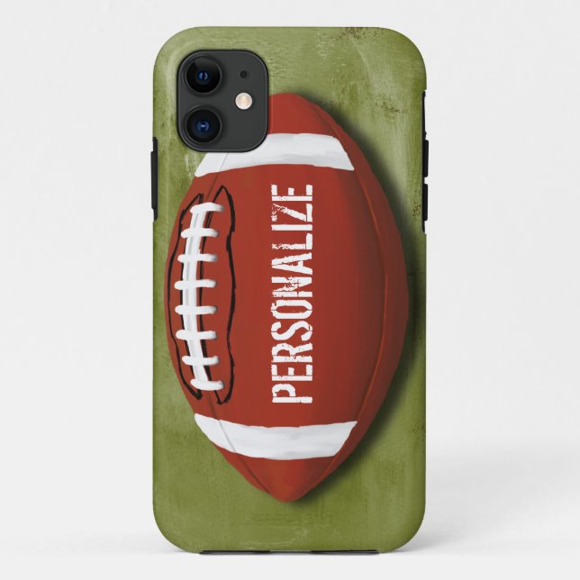 Personalized Green Grunge Football Case-Mate iPhone Case (Back)