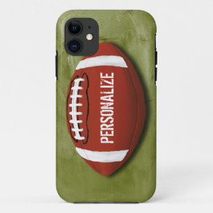 Personalized Green Grunge Football iPhone 11 Case