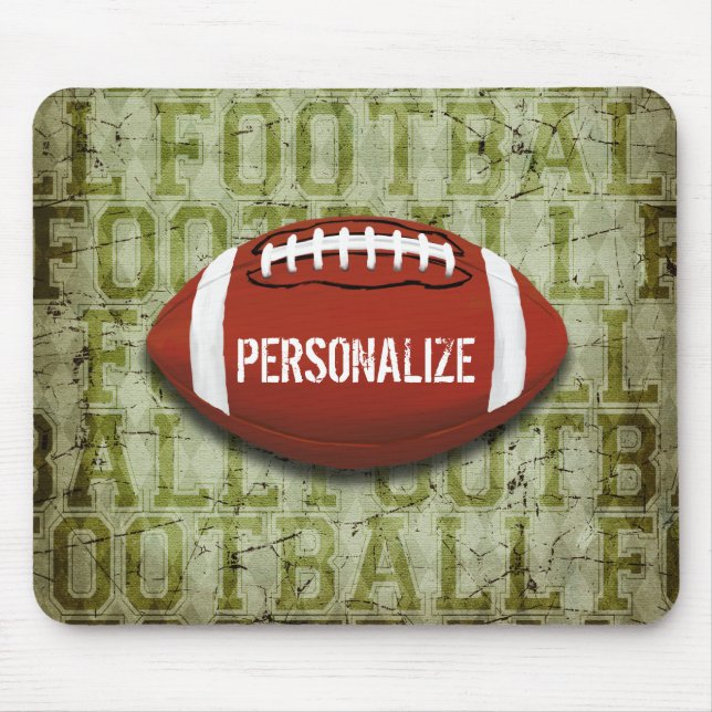Personalized Green Grunge Football Mouse Pad (Front)