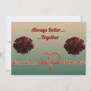 Personalized  Green Heart&Bouquet-valentine's card